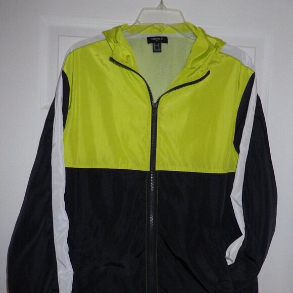 FOREVER 21 Fear the Youth Full Zip Wind Light Jacket Men's Size S Black Yellow - Picture 2 of 7